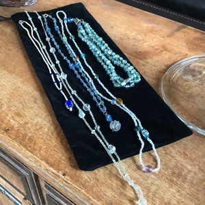 5-pack Blue White Clear Beaded Necklaces